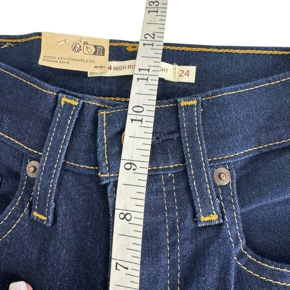 Levi's 724 High Rise Slim Straight Dark Wash Jean READ W24 L32 Casual Stretch - Picture 7 of 15